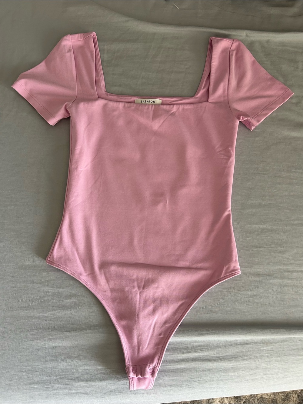 Babaton Contour Pink Square-Neck Bodysuit